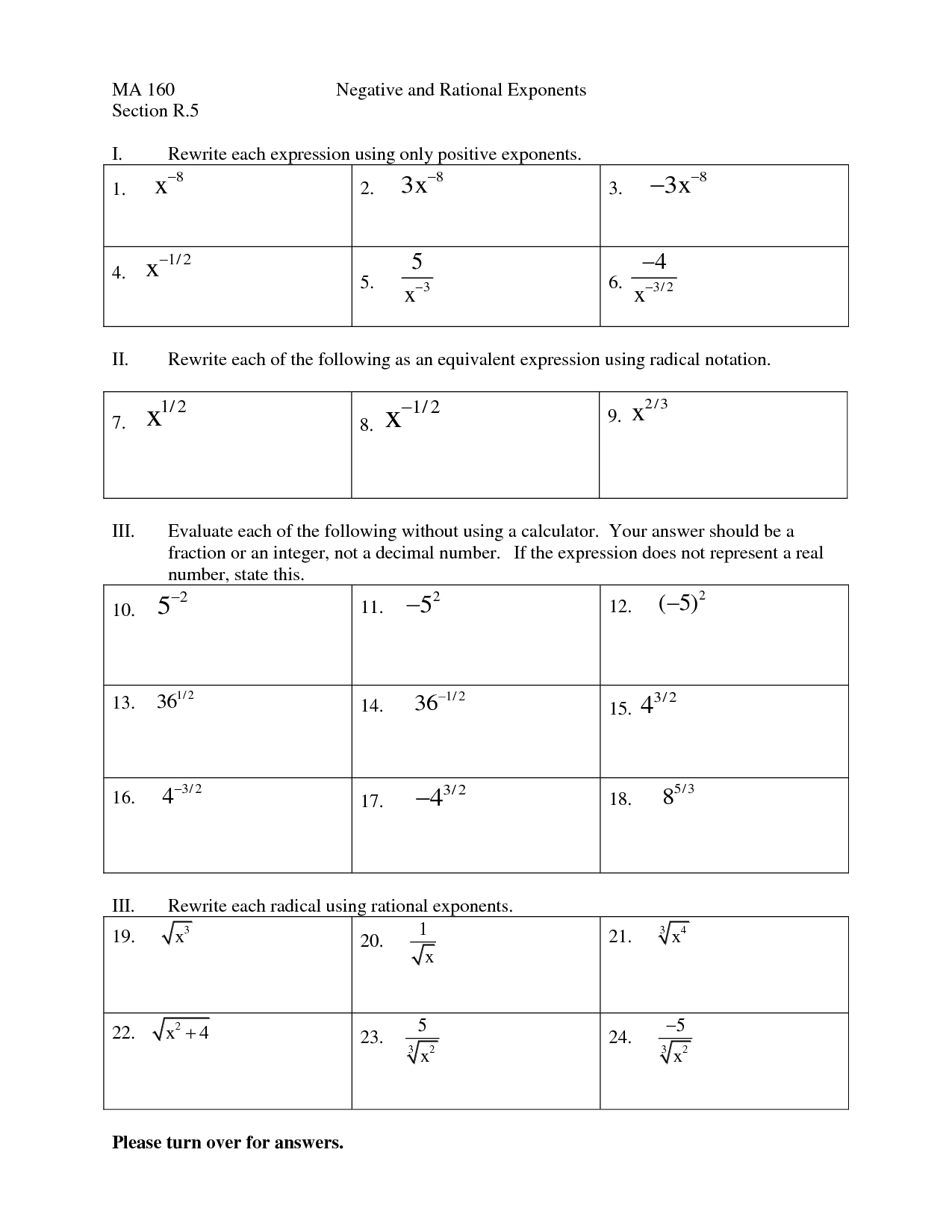 14 Rational Exponents Worksheets With Answers Worksheeto