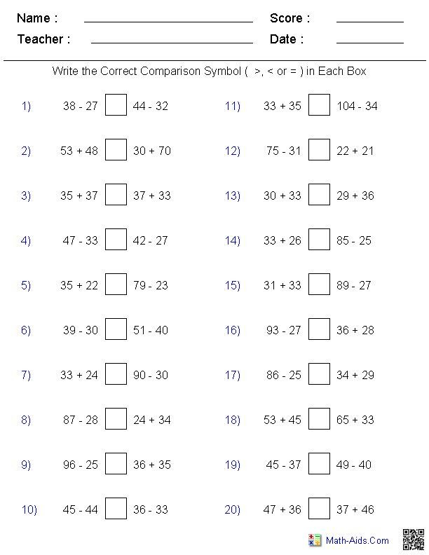  18 Greater Than Less Than 2nd Grade Business Template Fractions 