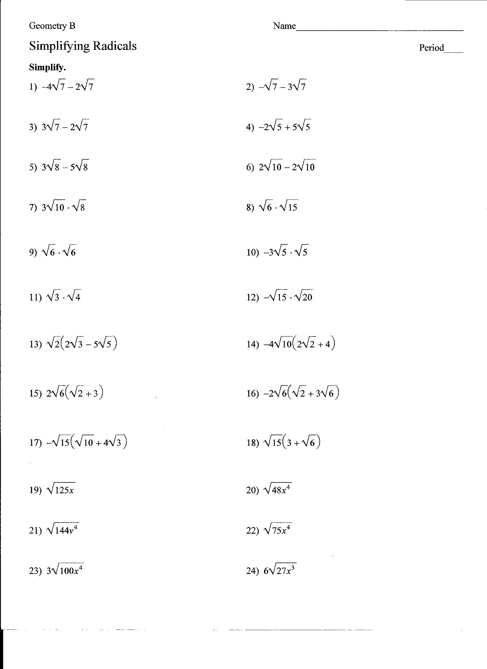 19 Multiplying And Dividing Radicals Worksheets Worksheeto