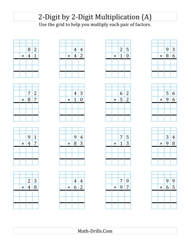 2 Digit By 2 Digit Multiplication Worksheets Answers Times Tables 