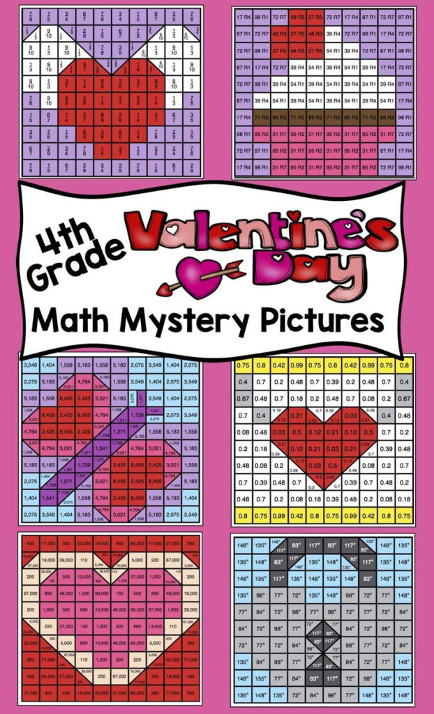 4th Grade Valentine s Day Math Activities Color By Number Math Mystery 