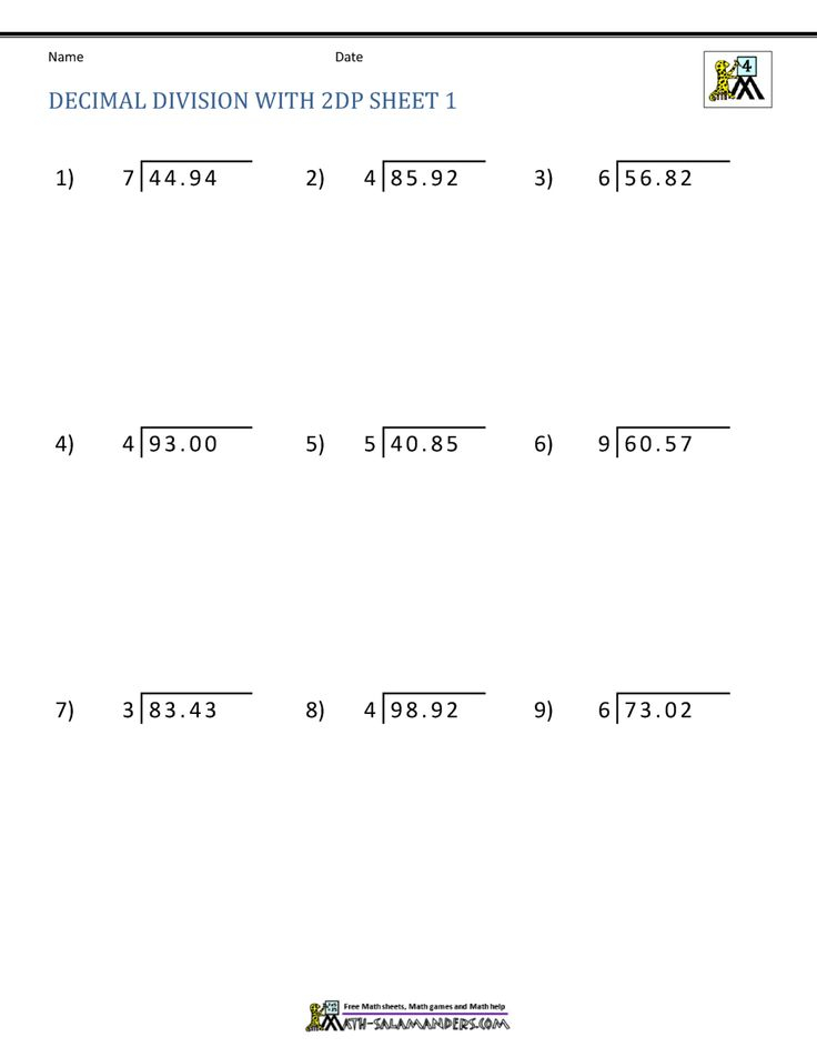 5 Dividing Decimals Worksheet Division Of Decimal Numbers Worksheets 