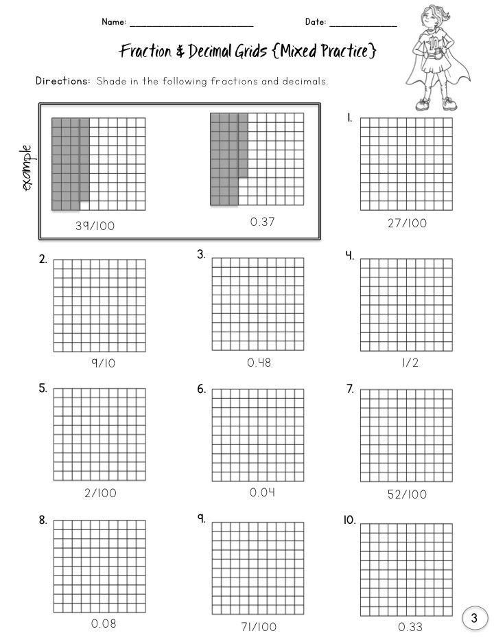 5th Grade Math Worksheets Fractions Decimals And Percents 