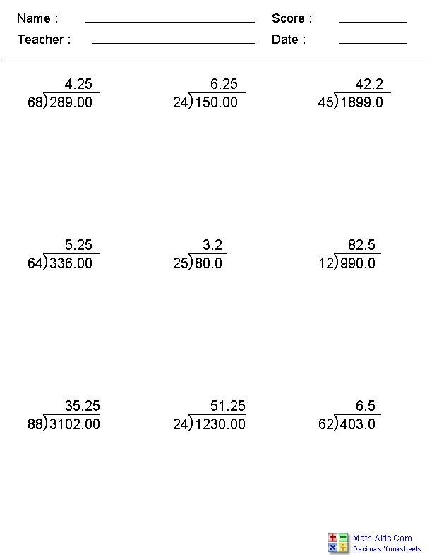 6 Digit Division Worksheets Studying Worksheets