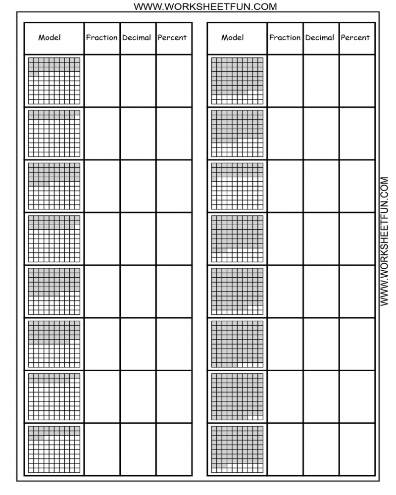 6th Grade Math Fractions Decimals Percents Worksheets Printable Math 