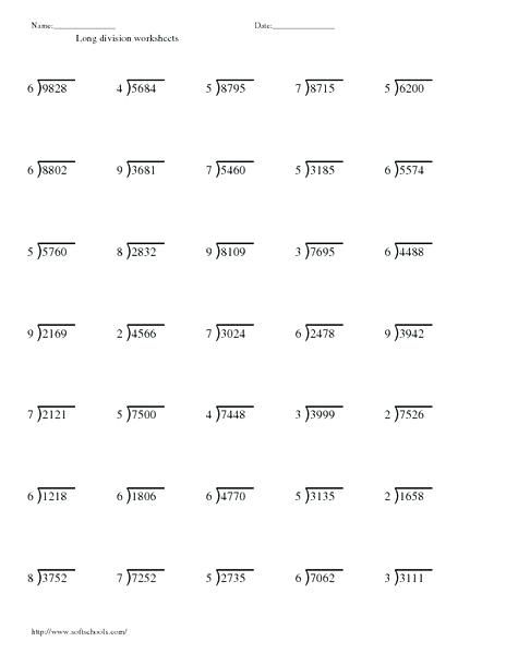 6th Grade Math Worksheets Division Worksheets