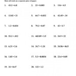 6th Grade Multiplying And Dividing Decimals Worksheets Decimals