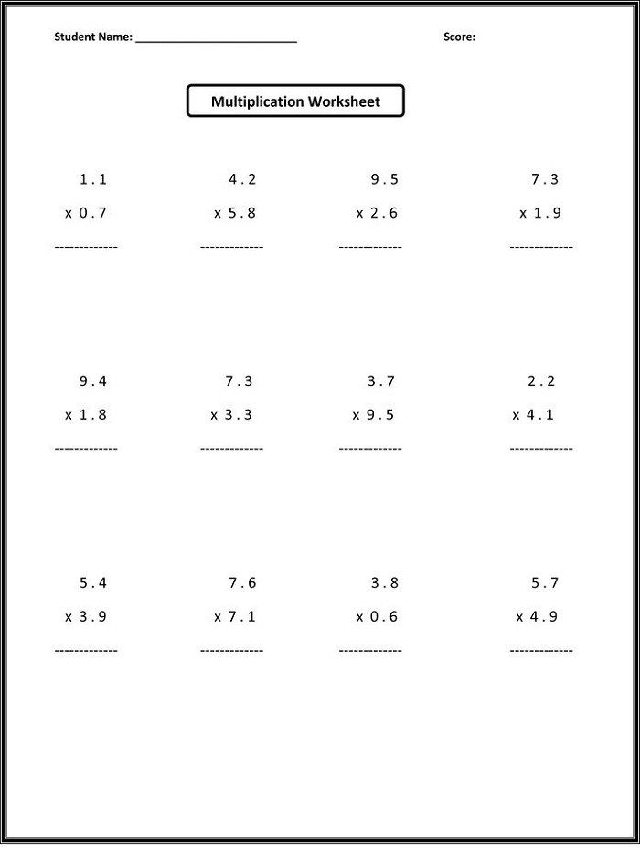 7th Grade Math Worksheets Decimals Learning Printable