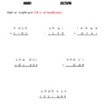 Adding And Subtracting Decimals Activity For 5th Grade