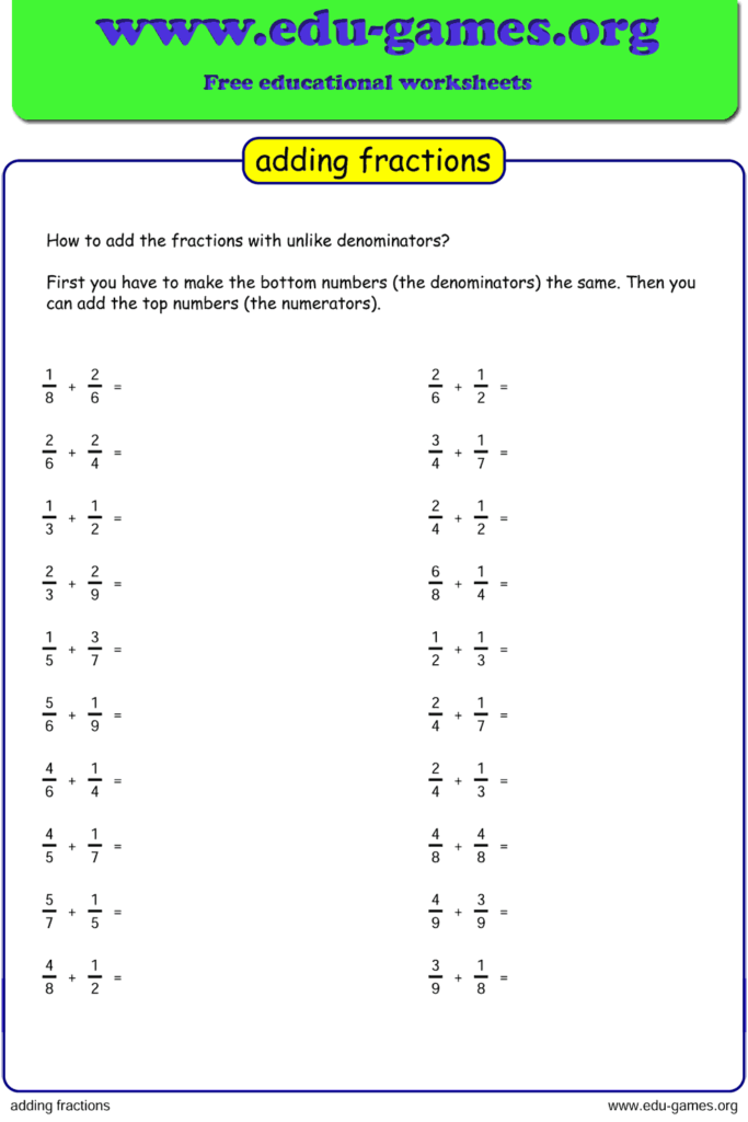 Adding fractions png