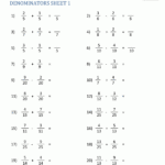 Addition And Subtraction Of Fractions With Like Denominators Worksheets