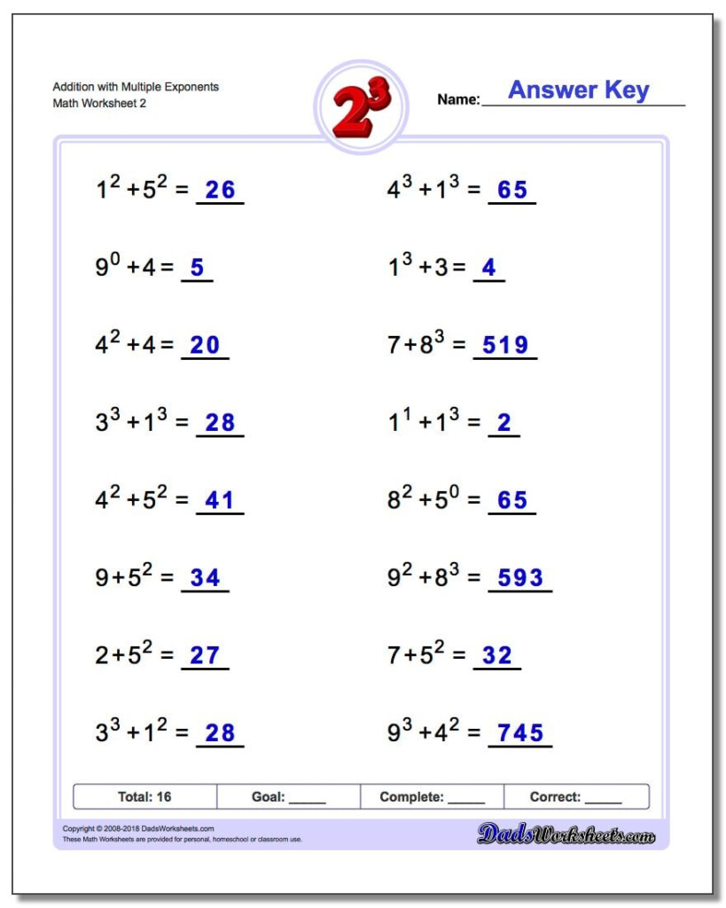 Addition With Exponents