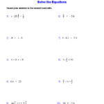 Algebra 1 Worksheets Equations Worksheets