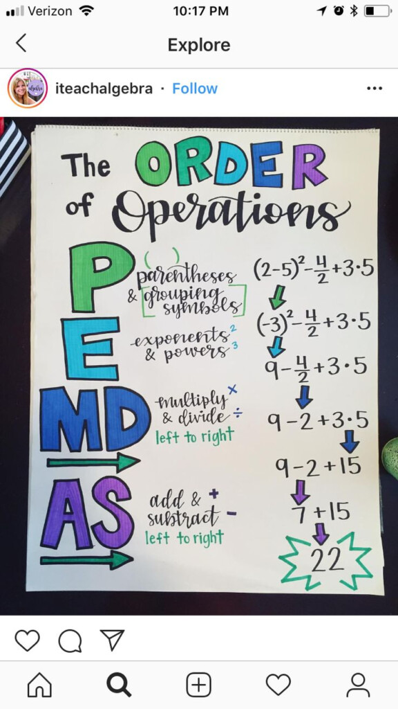 Anchor Chart Order Of Operations Studying Math Learning Mathematics 