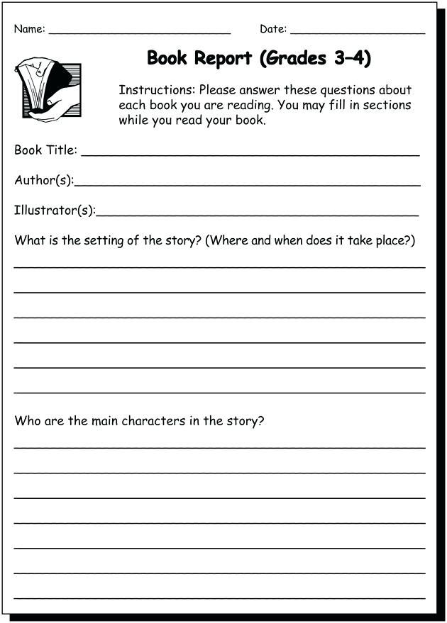 Book Report 3 4 Practice Writing Worksheet For Grade Printable Book