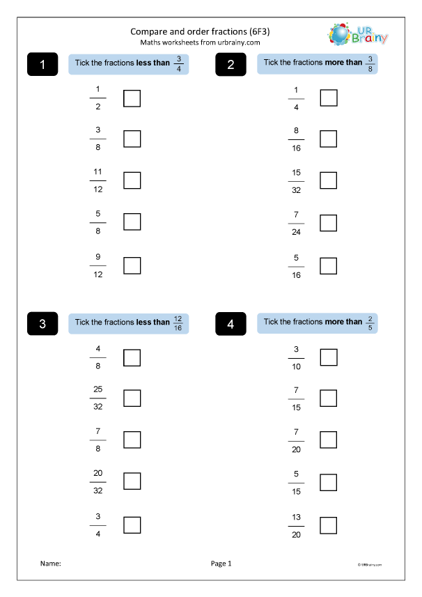 Compare And Order Fractions 6F3 Reasoning Fractions And Maths 