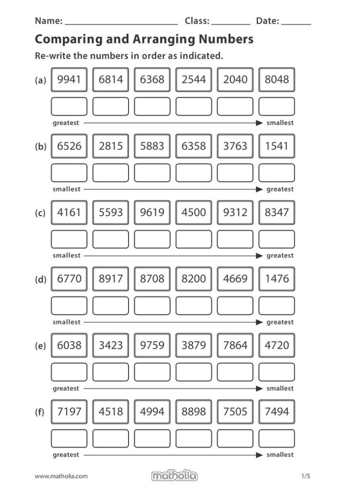 Comparing And Arranging Numbers 3rd Grade Math Worksheets Basic Math 