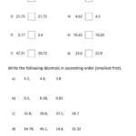 Comparing And Ordering Decimals Worksheet