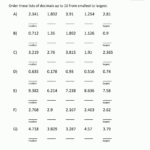 Comparing Decimals Worksheet 5Th Grade Db excel