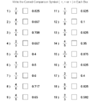 Comparing Fractions Decimals Worksheets Decimals Worksheets