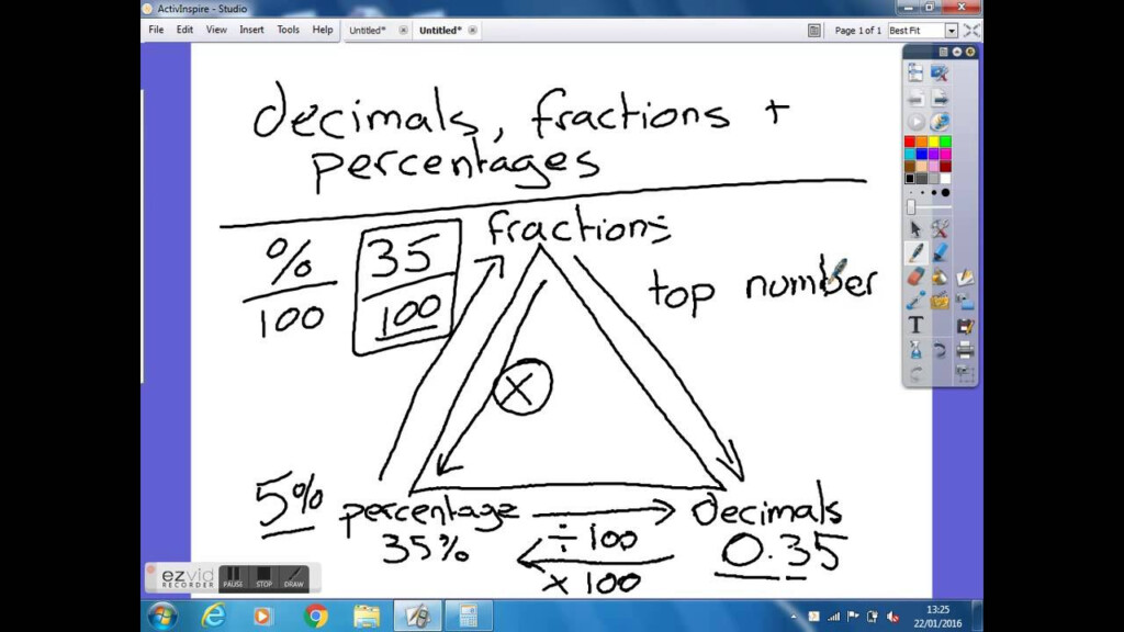 Conversion Triangle Percentages Fractions Decimals YouTube