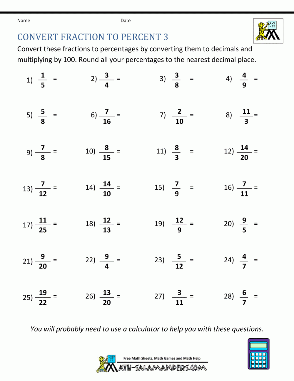 Convert Fraction To Percent