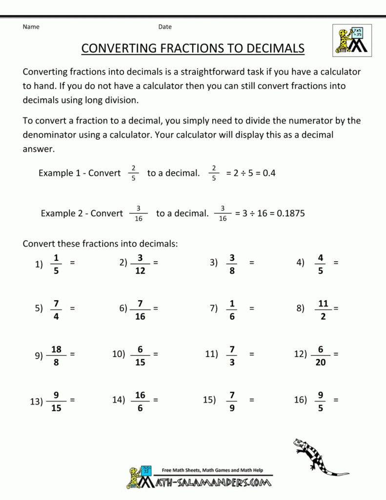 Convert Fractions To Decimal