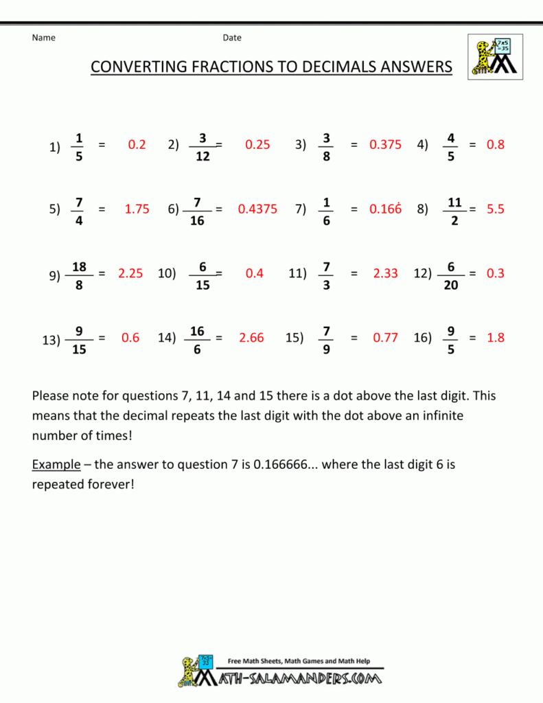 Convert Fractions To Decimal