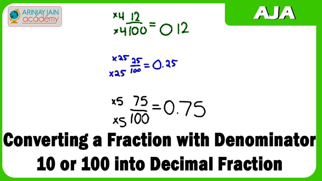 Converting A Fraction With Denominator 10 Or 100 Into Decimal Fraction 