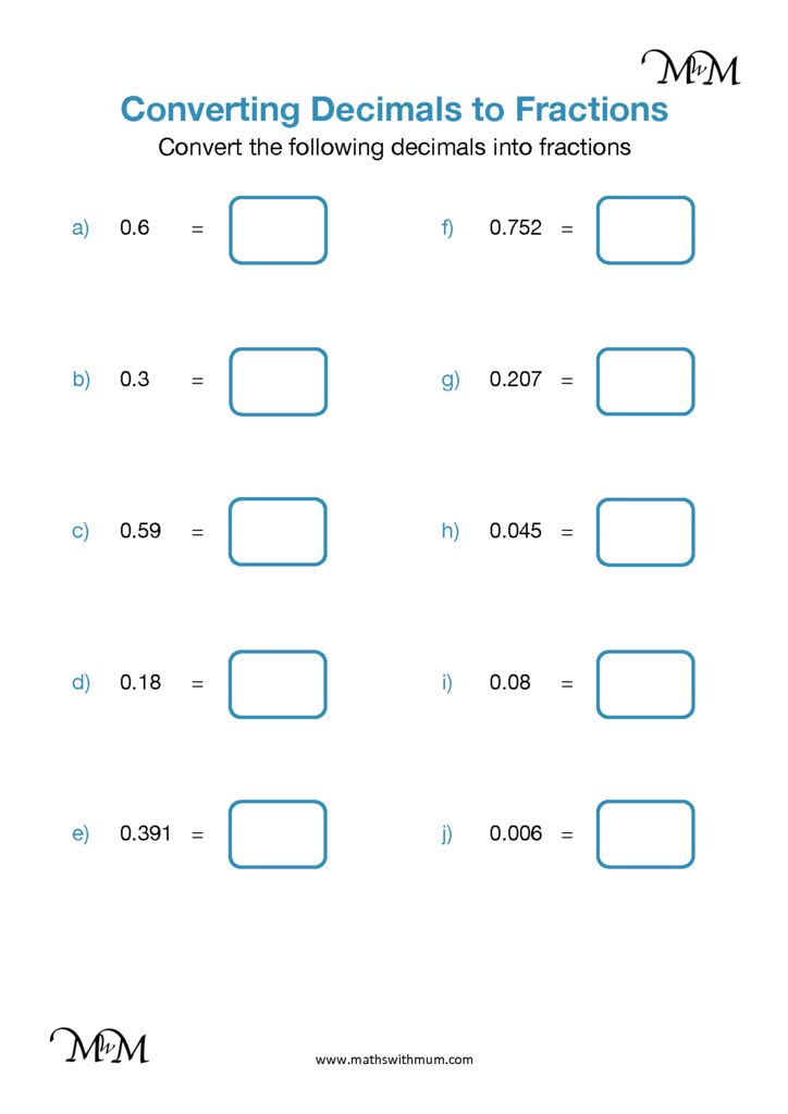 Converting Decimals To Fractions Maths With Mum