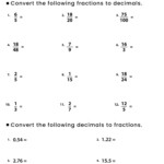 Converting Fractions To From Decimals Worksheets Math Monks