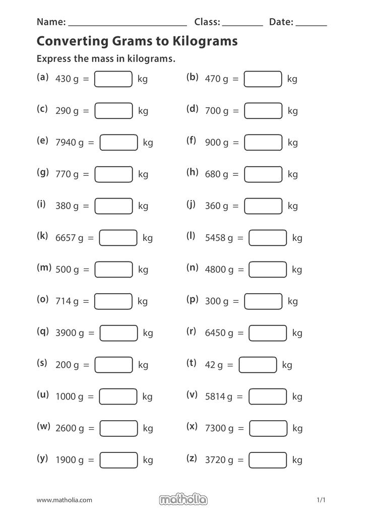 Converting Grams To Kilograms Mathematics Worksheets Measurement 