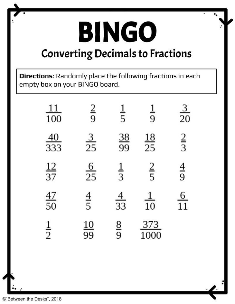 Converting Repeating Decimals To Fractions Worksheet Answer Key King 