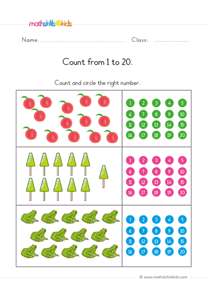 Counting To 20 Worksheets For Preschool Pre K Free Counting To 20 