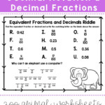 Decimal Notation Decimal Fractions 4 NF 5 4 NF 6 Riddle Worksheets