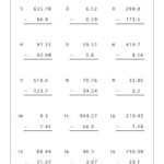 Decimal Subtraction Mixed Decimals Worksheets Subtraction