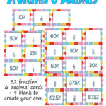 Decimals Fractions Matching Cards The Curriculum Corner 4 5 6