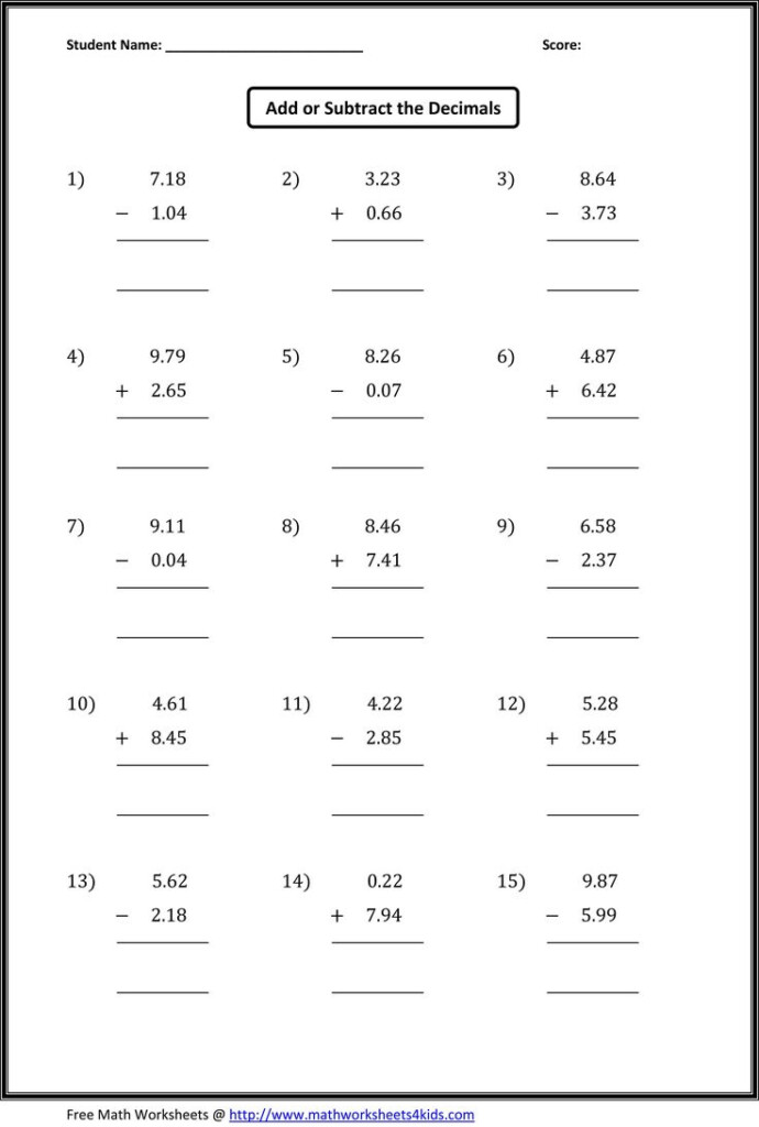 Decimals Worksheets Decimals Worksheets Grade 5 Math Worksheets 