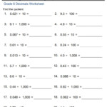 Divide Decimals With 10 10 1000 Worksheet