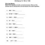 Dividing By 10 100 Or 1 000 Worksheet