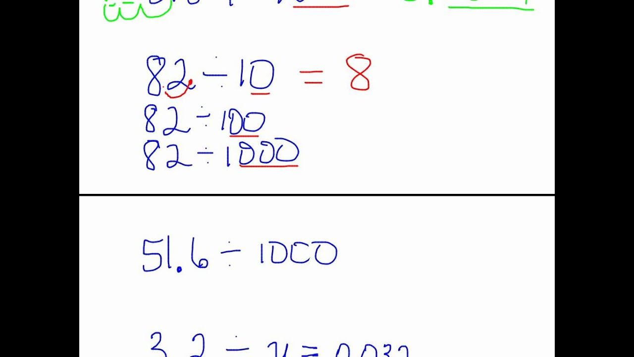 Dividing Decimals By 10 100 1000 6th YouTube