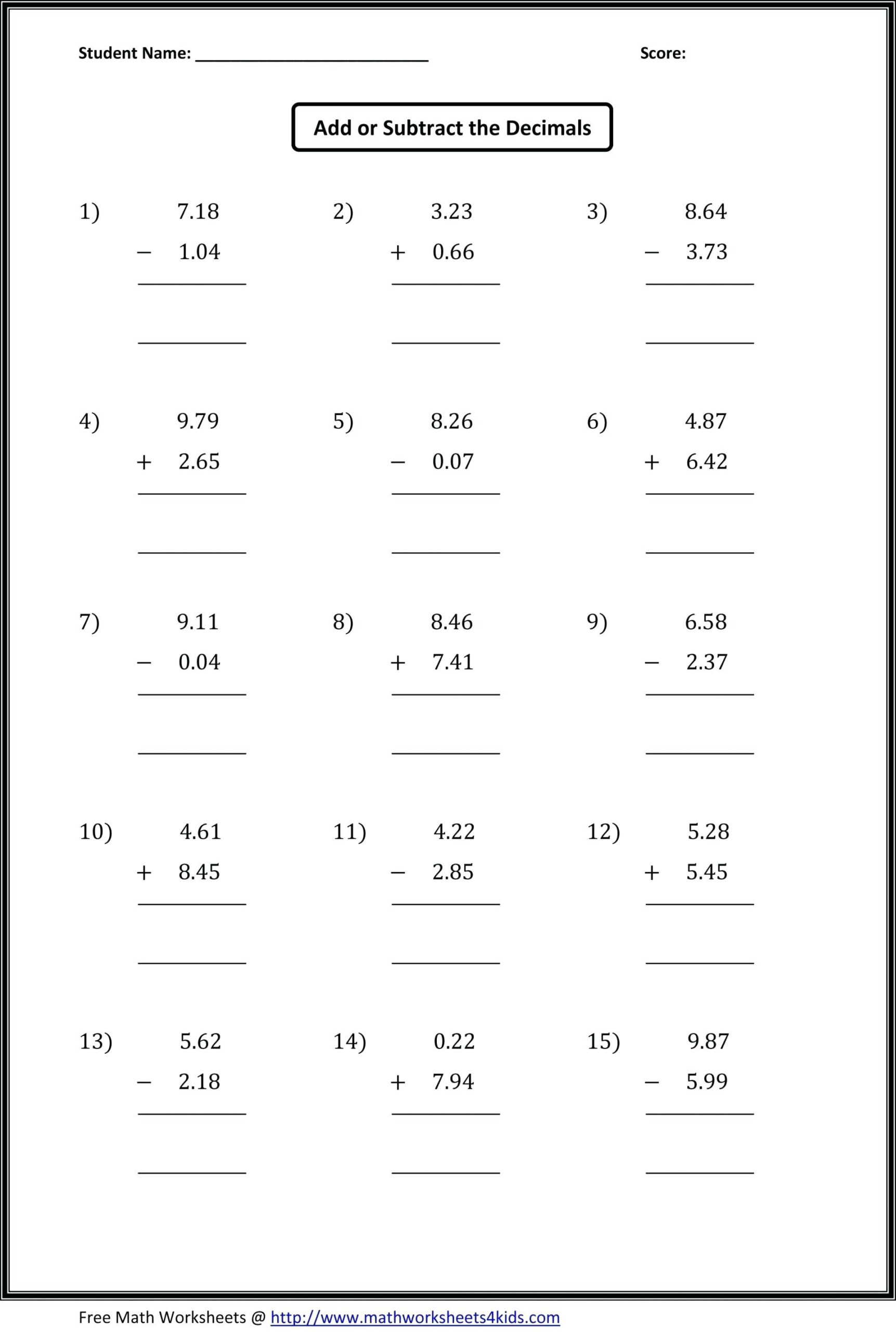 Dividing Decimals By Whole Numbers Worksheet Db excel