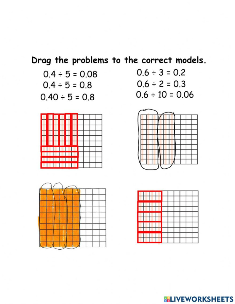 Dividing Decimals With Models Practice 5 NSBT 7 Worksheet