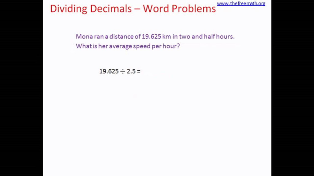 Dividing Decimals Word Problems YouTube