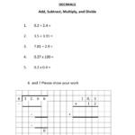 Ejercicio De Add Subtract Multiply Divide Decimals