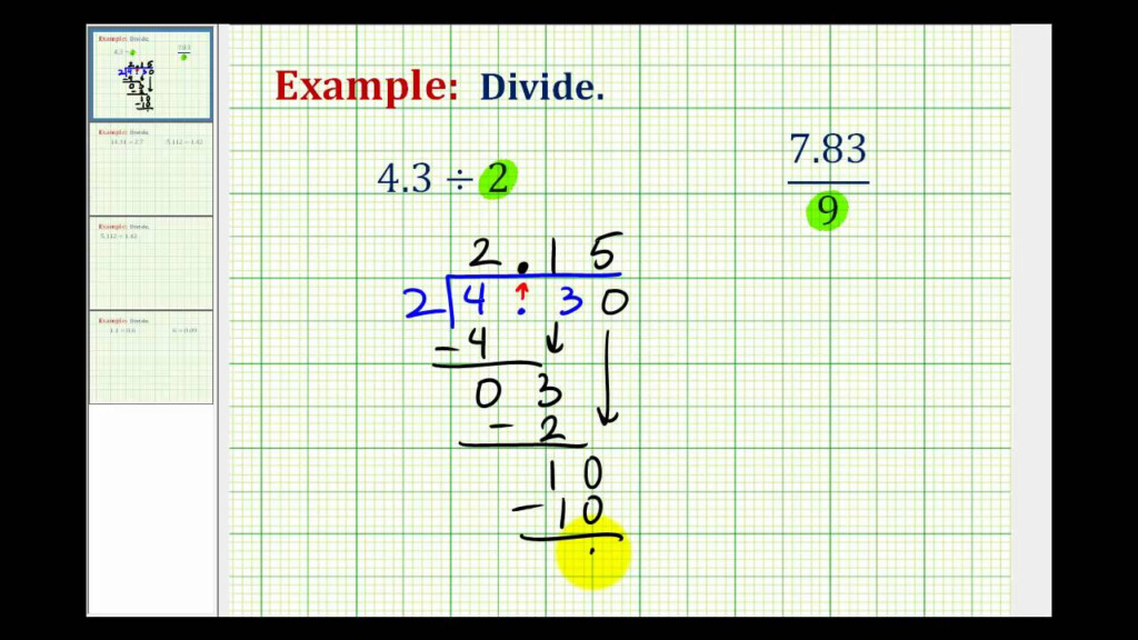 Example Dividing A Decimal By A Whole Number YouTube