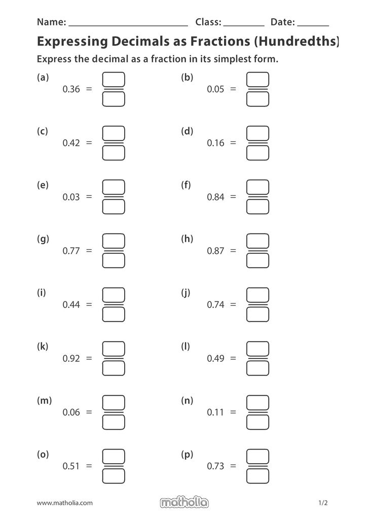 Expressing Decimals As Fractions Hundredths Fractions Teacher 