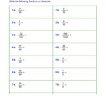 Fractions To Decimals Worksheets K5 Learning Grade 5 Math Worksheets
