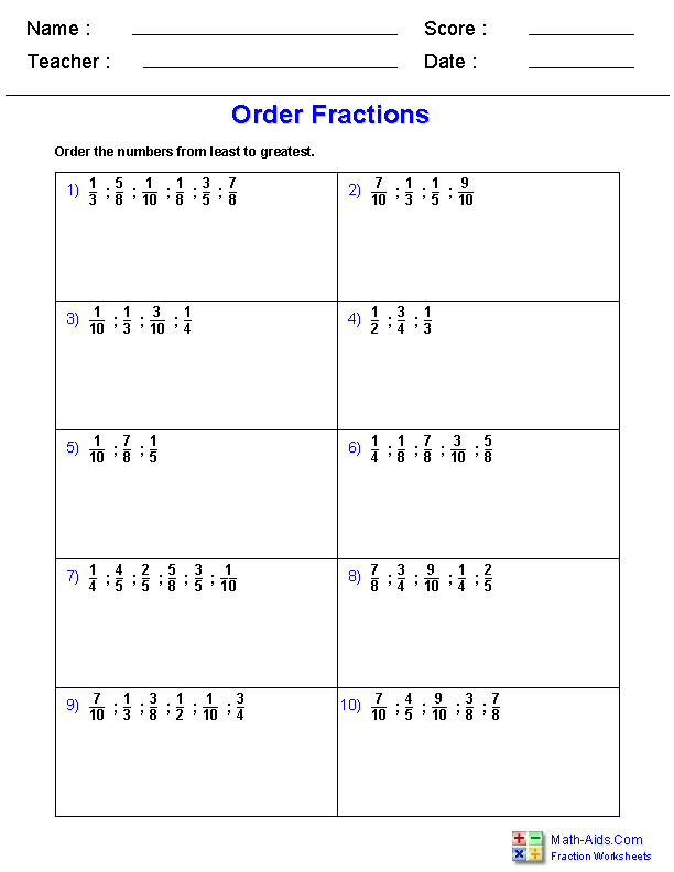 Fractions Worksheets Printable Fractions Worksheets For Teachers