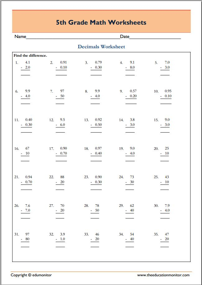 Free Printable Worksheets For 5th Grade